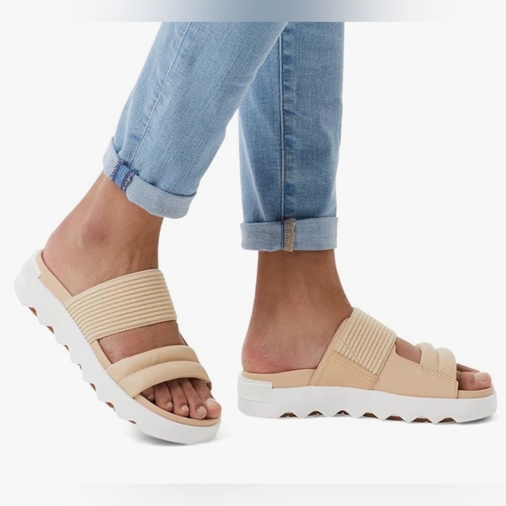 Sorel Vibe Slide Sandals Nova Sand/Sea Salt Color Nice!